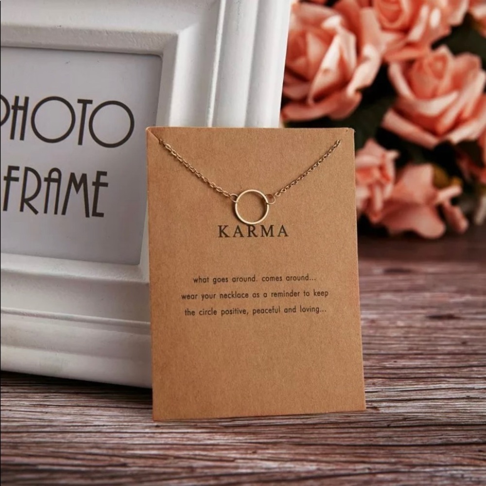 Karma Circle Necklace Gold Thin Chain